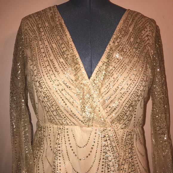 Dresses Stunning Gold Glitter Wrap Dress Poshmark